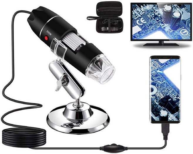 Bysameyee USB 40X-1000X 8LED Android Windows 7 8 10 Linux Mac 디지털 현미경 확대 내시경, 1개