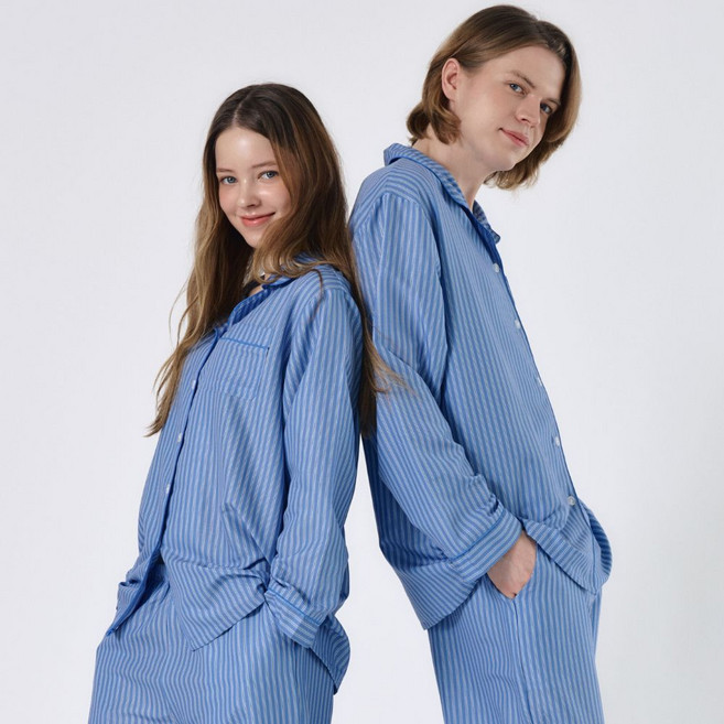 오오티엔 루즈실크핏 스트라이프 커플 잠옷 상하의 세트 컬렉션