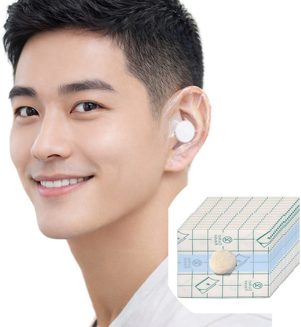 성인 귀 방수 스티커 커버 귀마개 샤워 커버 귀물방지캡 귀방수캡 이어캡, 80개, 코튼면부착 특대형 사각