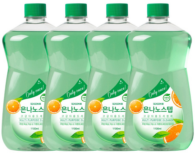 은나노스텝세정제3 [알뜰리필세트] 은나노스텝 시즌3 다용도, 1.1L, 4개