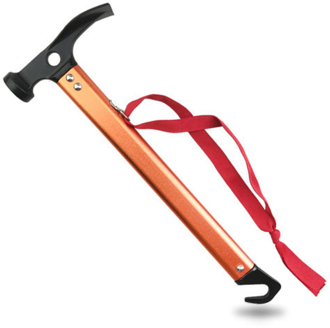 EMPIRE 캠핑 망치 가정용 망치 팩 다운 해머 경량 멀티툴, 1개, 캠핑 망치 오렌지