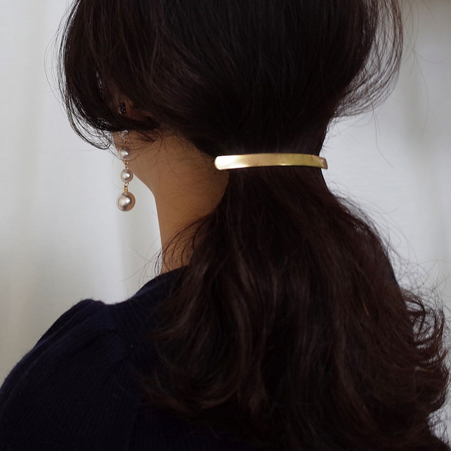 무광 메탈 사각 슬림 자동 헤어핀