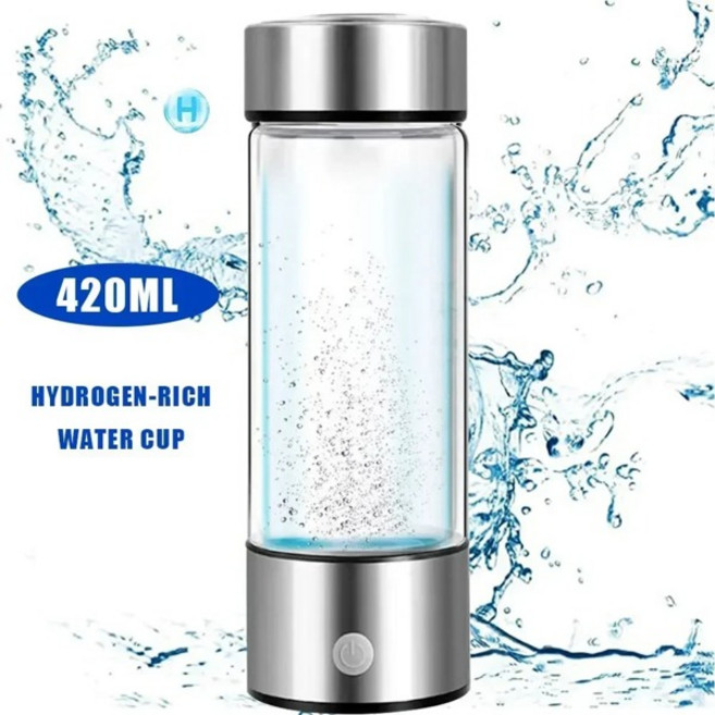 수소 물병 휴대용 수소 물 이온화 장치 생성기 충전식 풍부한 물 유리 건강 컵, [05] Silver, 1개