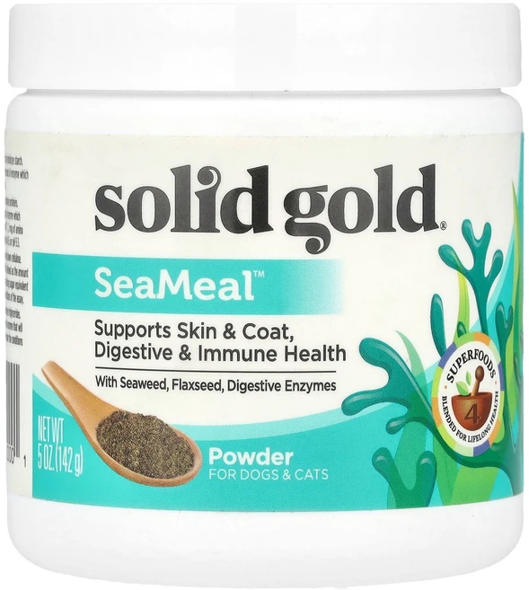 Solid Gold SeaMeal™ 파우더 반려견 및 반려묘용 142g(5oz) Gold (솔리드 골드), Solid Gold, SeaMeal™ 파우더, 반려견, 1개, 142g - 쿠팡