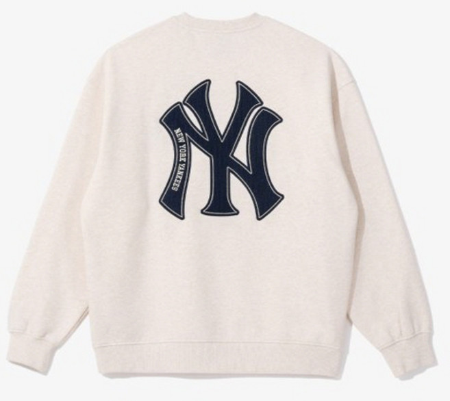 뉴에라 MLB 뉴욕양키스 베이직 로고 맨투맨 오트밀 13781153
