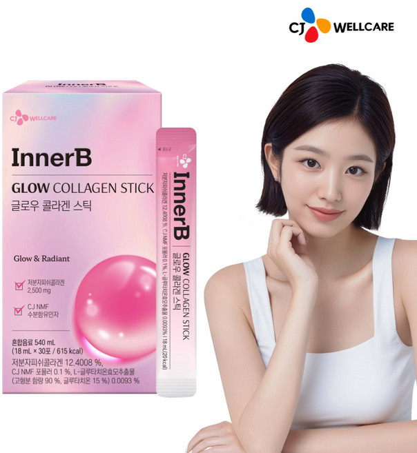 CJ 이너비 글로우 콜라겐 스틱, 30개, 18ml