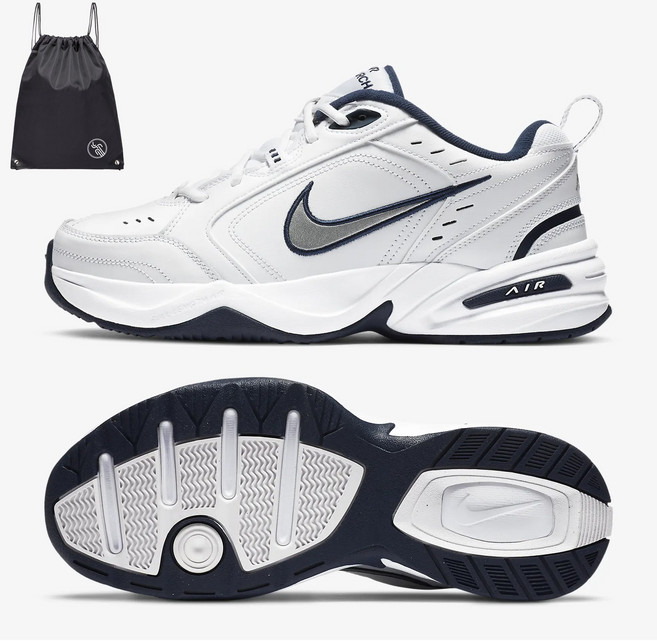 나이키 가죽 모나크 화이트 메탈릭 발편한 운동화 (PGN짐쌕가방 지급)