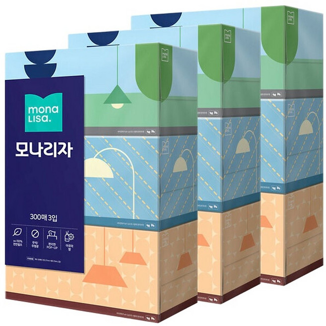 모나리자 미용티슈 300매 3개입 3개, 3매, 3개