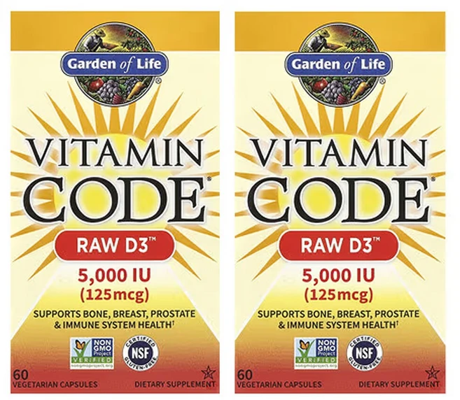 가든오브라이프 2개X Vitamin Code RAW D3 125mg(5000IU) 베지 캡슐 60정, GOL11586-2, 2개 - 쿠팡