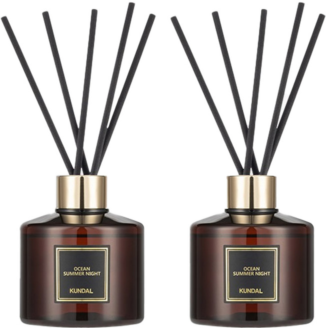 쿤달 퍼퓸 디퓨저 200ml 2개 + 섬유스틱 10개 오션썸머나잇향, 오션썸머나잇, 1세트