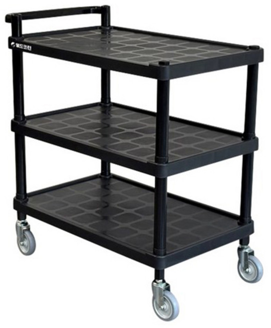 월드크린 잘밀려 ABS 서빙 바퀴 카트 3단 특대형, 검정(카트), 회색(바퀴), 1개