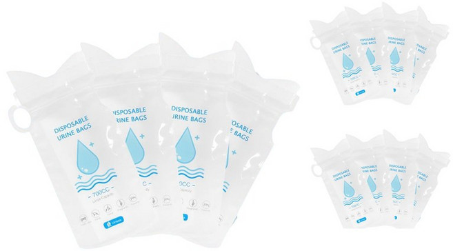 블루 휴대용 소변기 소변봉투 캠팽 이동식 비상용, 12개, 화이트