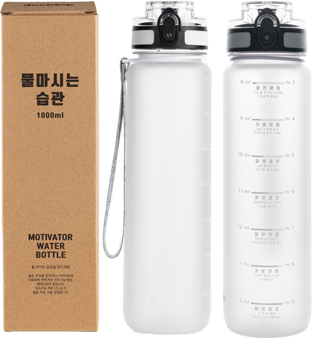 물마시는습관 트라이탄물병 원터치물통 트라이탄보틀, 화이트, 1L, 1개