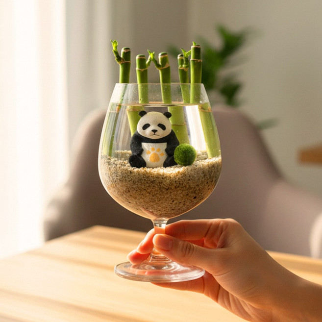 세남자바스켓 판다의 행운 한 잔 국산 마리모 키우기 DIY세트, 1세트, 판다의 행운 한잔