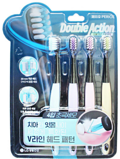 엘지 페리오 더블액션 잇몸케어 칫솔 초극세모 4개입 x 5개