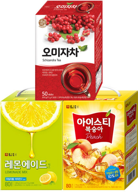 담터 레몬에이드믹스 80T +아이스티복숭아 80T +송원 오미자차 50T, 1.2kg, 1개