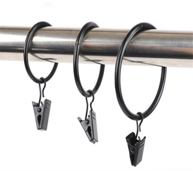 바바스토어 10P 커튼 고리 집게 커튼링 집게 블랙 커튼봉, 3.5 x 35mm