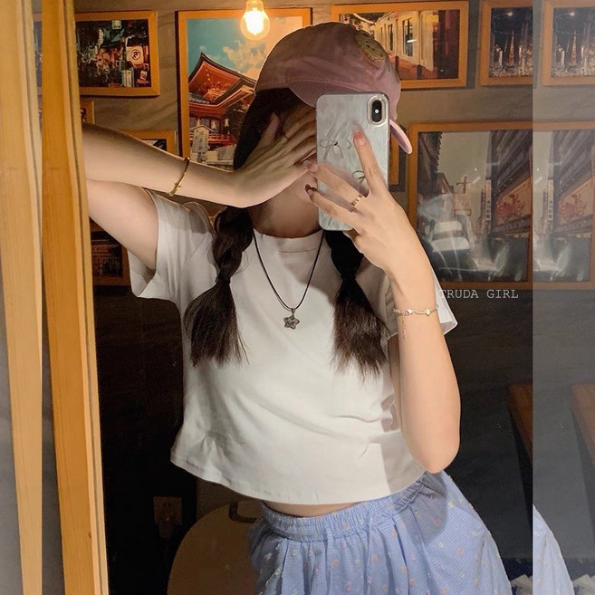 杜達女孩 純棉短版素T