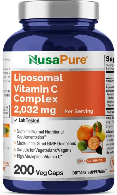 리포솜 비타민 C 레시틴 20320mg 아스코르브산 200캡슐 고함량 고용량 미국산, 200정, 1개 - 쿠팡