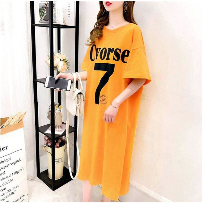 루즈핏 반팔 롱 원피스 GY2147