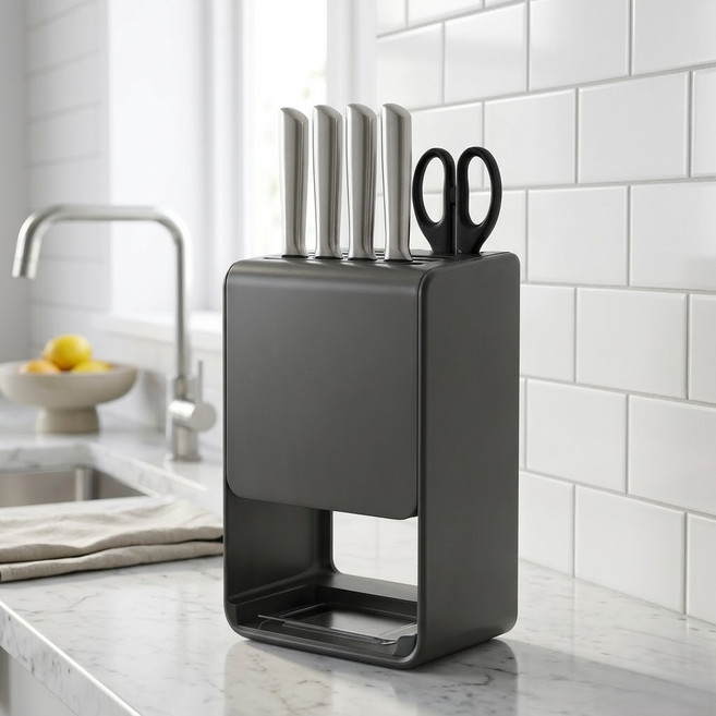 88MARKET 싱크대 칼꽂이 물빠짐 스텐드 벽걸이겸용 거치대, 1개, 메탈 그레이