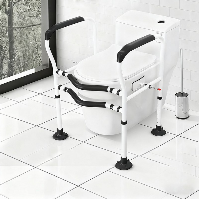 복나이트 조절식 화장실안전바 장애인화장실손잡이 안전손잡이 조용품 흡착식 화장실안전바 변기손잡이 장애인손잡이 노인 욕실 핸드레일, 하얀색, 1개