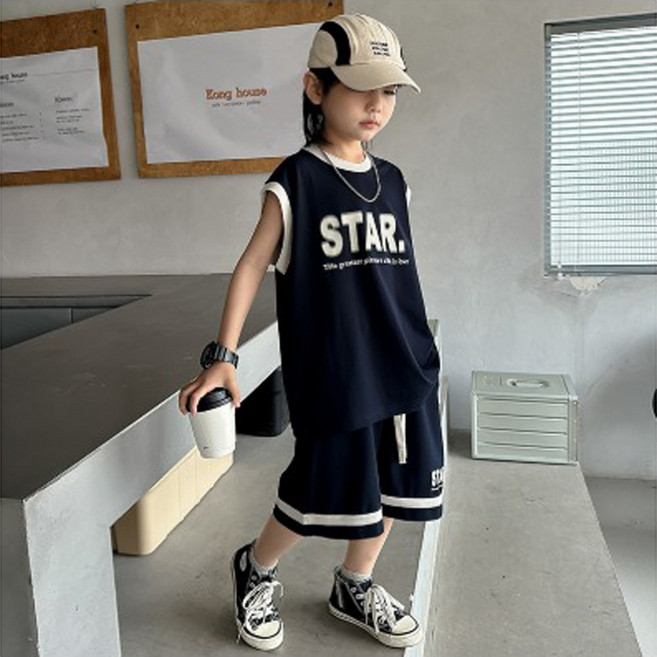 윤블리 주니어 초등학생 캐주얼 민소매 상하복세트 [6175]