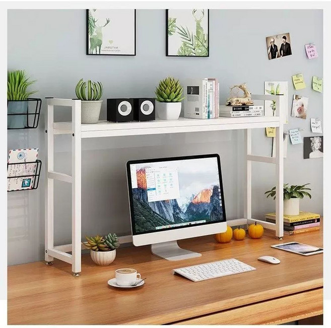 책상 컴퓨터 프린터 선반 학생 책장 수납장 다이 테이블 선반 보조, N. 블랙 프레임 얕은 호두 단일 레 80cm 길이