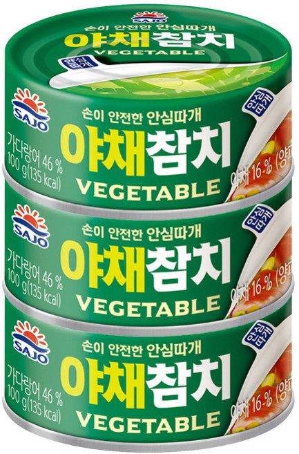 사조해표 안심따개 야채참치, 100g, 3개