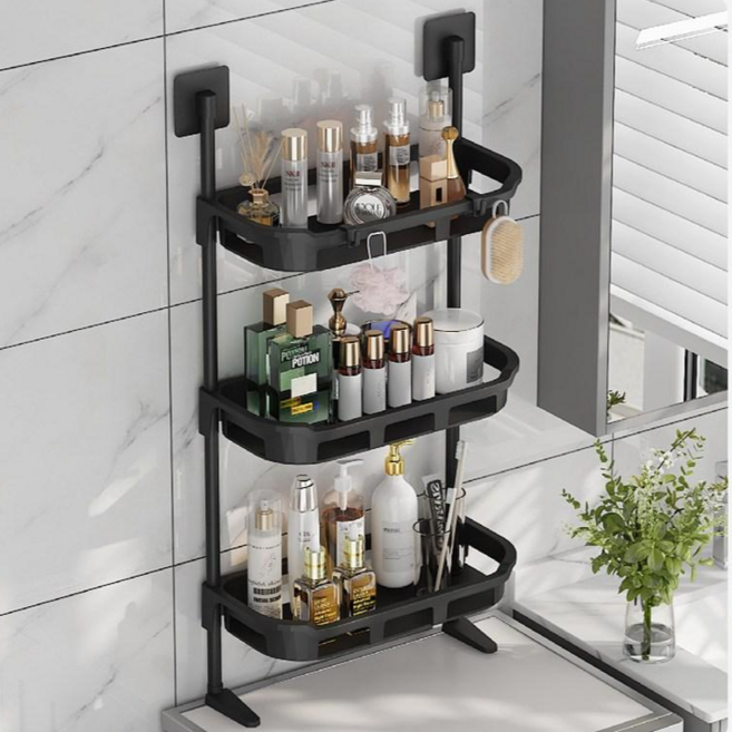 무타공 한뼘 수납 틈새 선반, 블랙