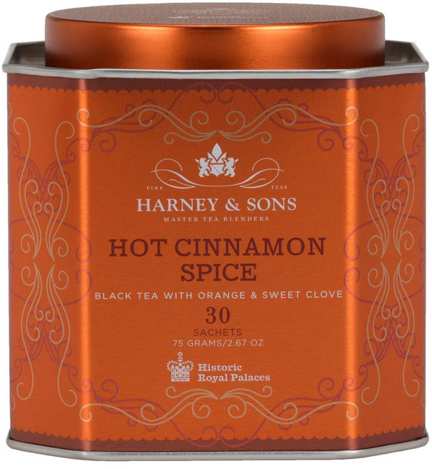 Harney Sons Hot Cinnamon Spice Tea Tin - Black Tea with Orange Sweet Clove - 2.67 Ounces 30 Sache, 1개, 1개입