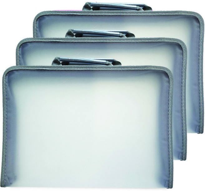 소호리빙 투명 플라스틱 손잡이 지퍼화일케이스 A4, 3개, 그레이