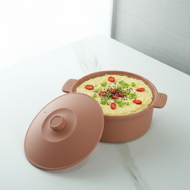 소노리떼 국산 실리콘 계란찜기 원형 대형 1200ml 라면용기, 1개, 피치베이지 피치베이지