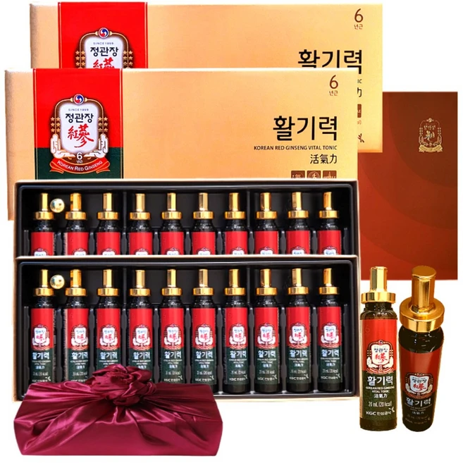 정관장 6년근 홍삼정 활기력 20세트(10세트 2개입) 홍삼농축액 비타민함량 400ml+쇼핑백 골프 여행 부모님 명절 선물세트(보자기포함), 400ml, 1개 - 쿠팡