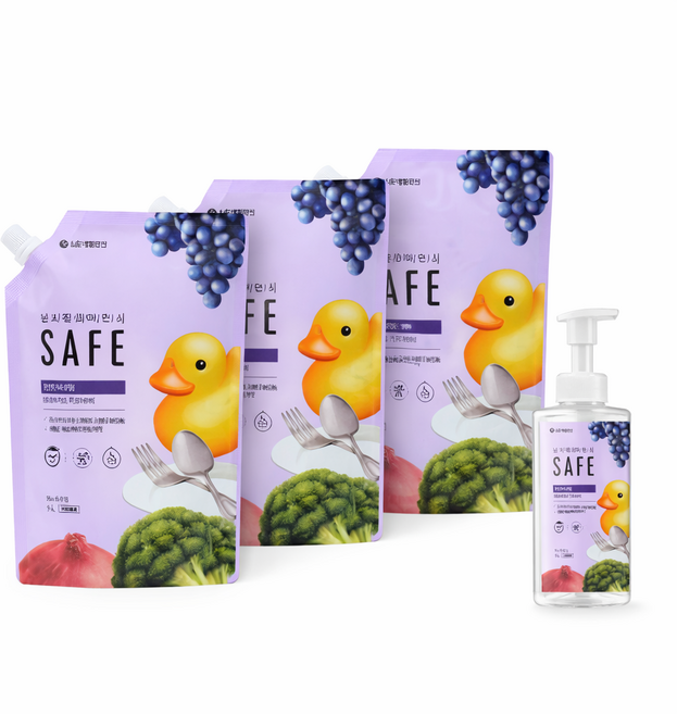 세이프 주방 세제 천연미네랄 오리지널 리필 1L 3개+선착순증정(용기 385ml), 3개