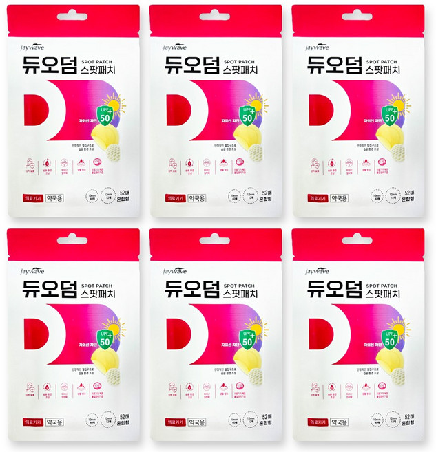 제이웨이브 듀오덤 스팟패치 원형 습윤밴드 혼합형 52매, 6개