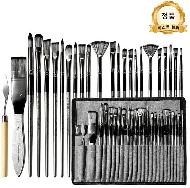 수채화 유화 프로필렌 브러쉬 세트 24종세트+수납백, 26*36cm, 1세트