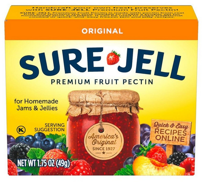 Sure Jell 홈메이드 잼과 젤리용 프리미엄 과일 펙틴 100프로 49.6g1.75온스 221578, 1.75 Ounce (Pack of 1), 49g