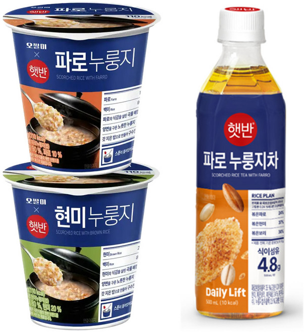 햇반 현미누룽지 30g+파로누룽지 30g+파로누룽지차 500ml 각 1입씩, 5세트, 560ml