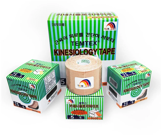 템텍스 키네시올로지 테이프 5cm x 5m 베이지, 1박스, 6개입 - 쿠팡