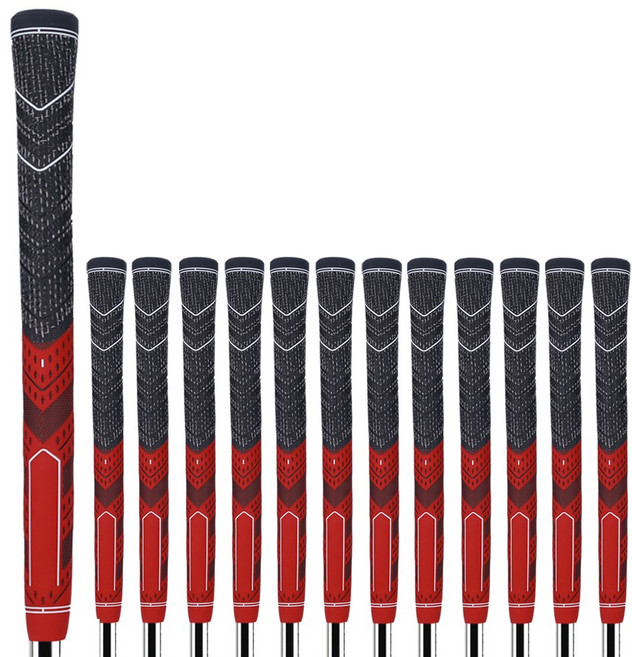 2X 남성용 골프반실그립 60R라운드형 우드 드라이버 아이언 미끌림방지 골프채, 13개, 레드