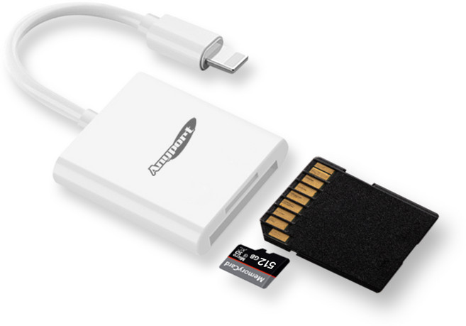 Anyport APICR20 아이폰 8핀 SD/TF 카드리더기, AP-ICR20, WHITE, 1개