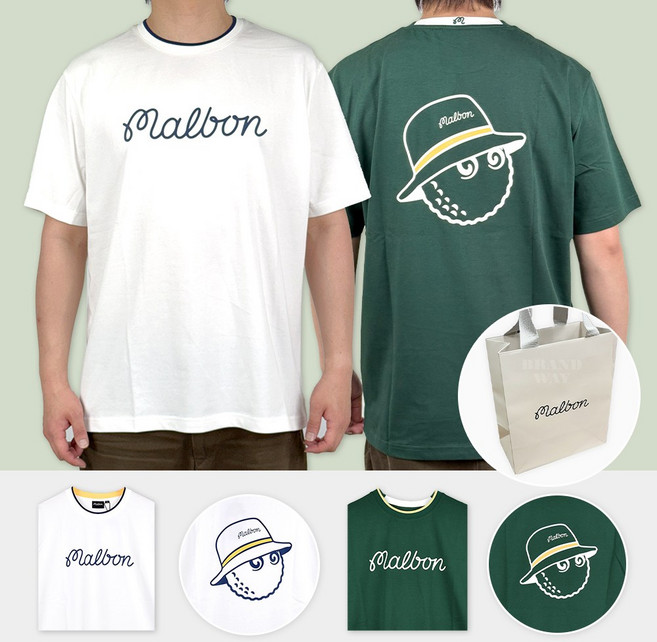 [백화점]말본 골프 반팔티 유니 버킷햇 라운드 남성 여성 반팔 티셔츠 + 말본 쇼핑백