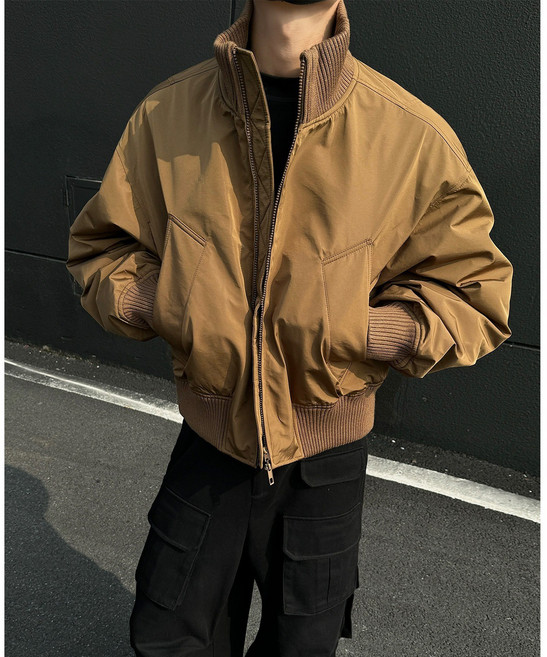 ANYOU 남성용 루즈핏 항공점퍼 야구 점퍼 봄 가을 겨울 방풍 보온 베이직 파일럿 재킷