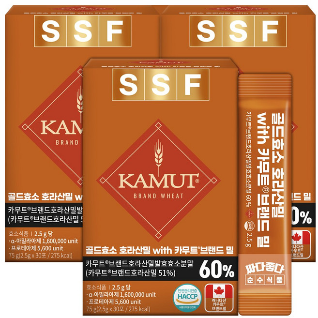골드효소 호라산밀 카무트 브랜드 밀, 3개, 75g