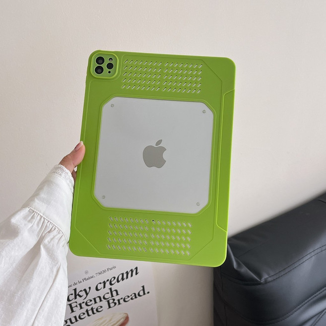 iPad 保護殼 適用於 iPad 11 10 9 8 7 6 5 Air5 Air6 Air7 Pro M5, 散熱單底殼SRD-綠色,Air6 M2/Air7 M3 11吋, 1個