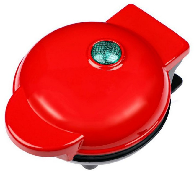 MILANDA 가정용 미니 와플 메이커 샌드위치 팬케이크 겸용, 1개(붉은색)