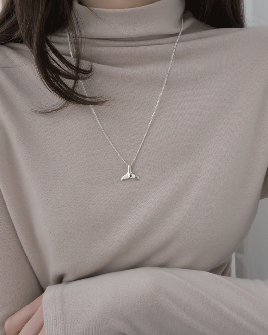모두디자이너 실버925 위시 고래꼬리 M 납작 체인 롱 목걸이 09