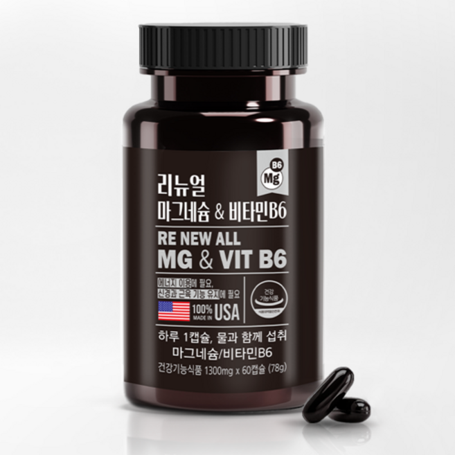 리뉴얼 마그네슘 앤 비타민B6 1300mg x 60캡슐, 1개, 1정