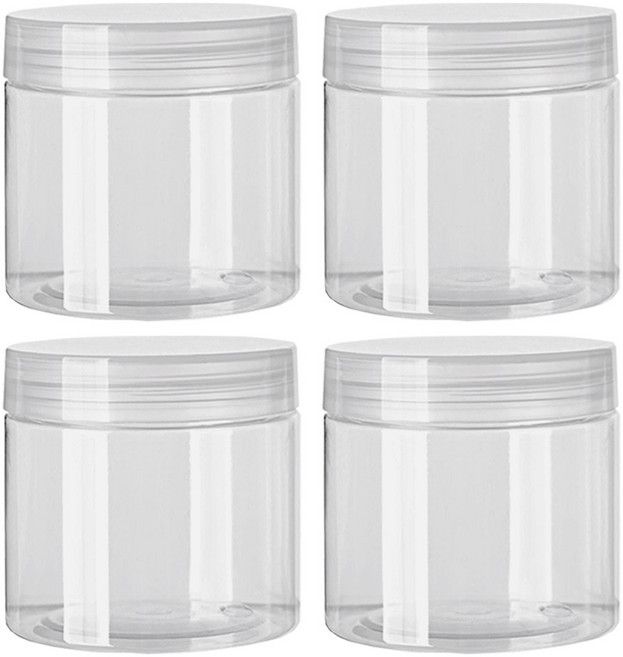 제로리빙 대용량 원형 소분 용기 크림 공병, 300ml, 4개, 투명